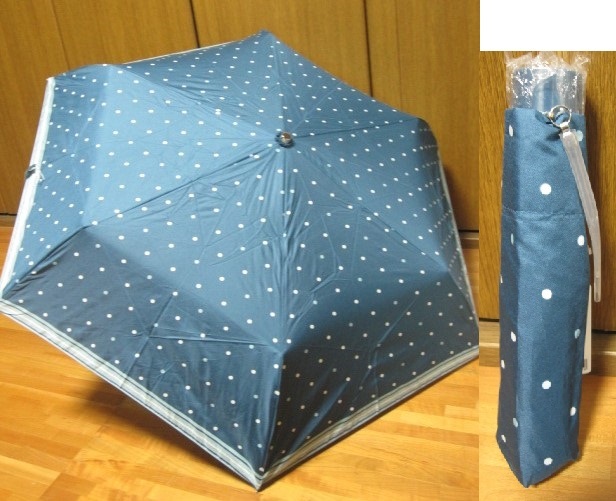 *送料無料*新品*Pinky Wolman*ドットボーダー*グリーン*3段折りたたみ傘*ピンキーウォルマンBLACK LABEL*拍卖