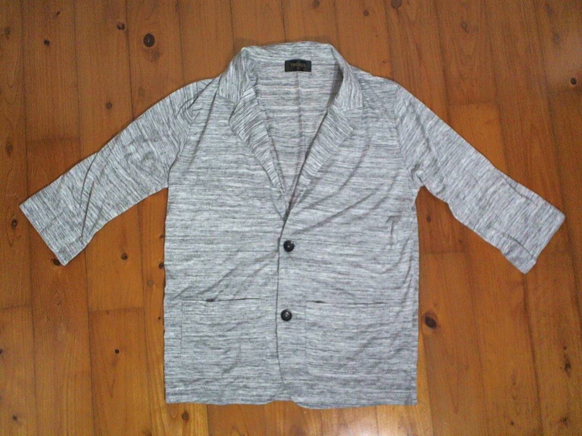 ☆ 【TRENZA】7分袖 襟付き カーディガン ジャケット M グレー拍卖