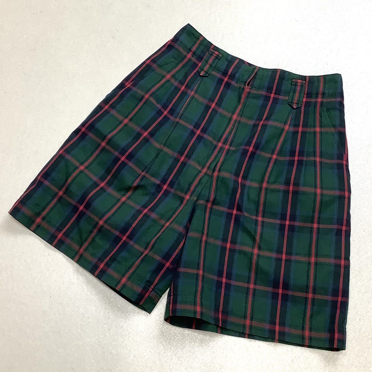 美品 DAKS GOLF ダックスゴルフ タータンチェック柄 ショートパンツ ハーフパンツ レディース W60 H86 グリーン golf拍卖
