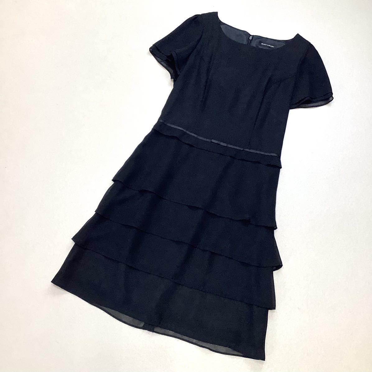 美品 BLACK GALLERY フォーマル 冠婚葬祭 半袖 ワンピース レディース 9AR Mサイズ ブラック 黒拍卖