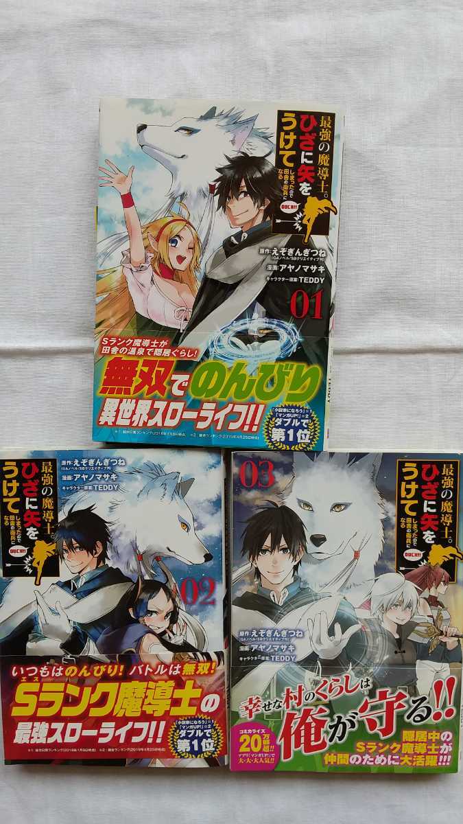最強の魔導士。ひざに矢をうけてしまったので田舎の衛兵になる 1~3巻 えぞぎんぎつね アヤノマサキ TEDDY 初版 帯付き 拍卖