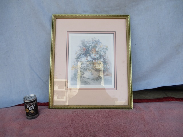 サイン入り 絵画 水彩画? シルクスクリーン?複製? 花 検 美術品 静物画 インテリア飾り物拍卖