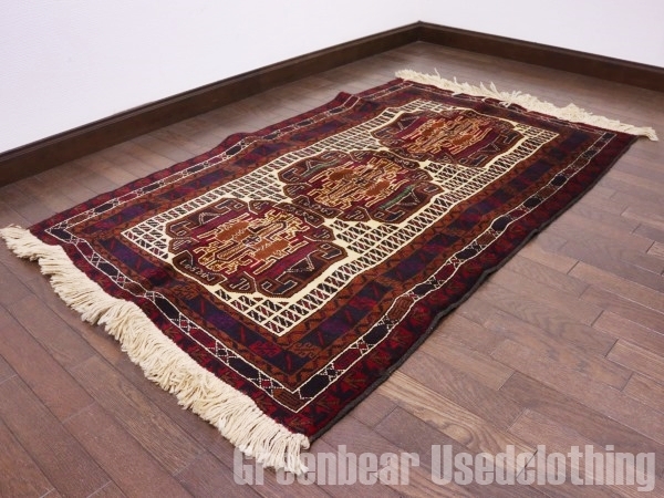 RAGQ240◆未使用品◎アフガンラグ トライバルラグ ウール絨毯 アンティーク ヴィンテージ アフガン絨毯拍卖