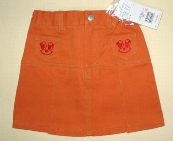 KLC 90/100 綿100% プリーツスカート ベアータ オレンジ拍卖