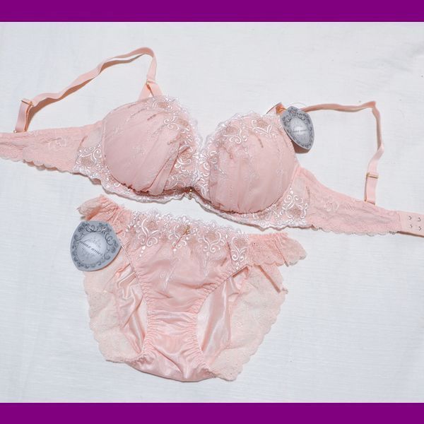 エスポール F75M 寄せ上谷間 L字ワイヤー Wパッド ブラ&ショーツ 新品 ピンク拍卖