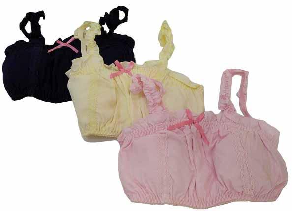 SI3412◇ 新品 まとめ買い 3色3枚組 ハーフトップ ブラジャー Sサイズ ピンク / イエロー / ネイビー 可愛い 送料510円拍卖