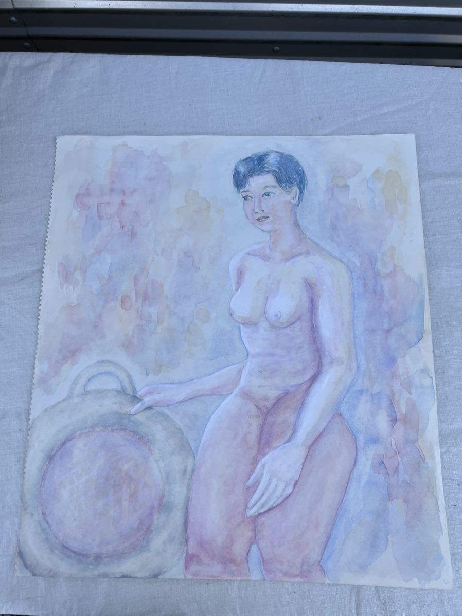 ◆真作 水彩画 人物画 岩井巍 2003年3月◆A-2551拍卖