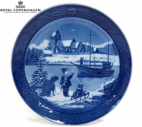 美品 ロイヤルコペンハーゲン ROYAL COPENHAGENイヤープレート 1998年 平成10年 ブルー皿Welcom Home拍卖