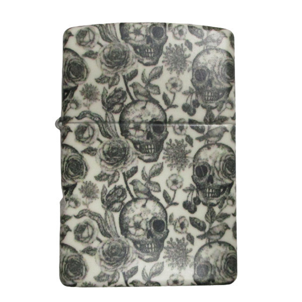 送料無料 ジッポー オイルライター アメリカ加工 #PF49458 スカル ローズ 蓄光拍卖