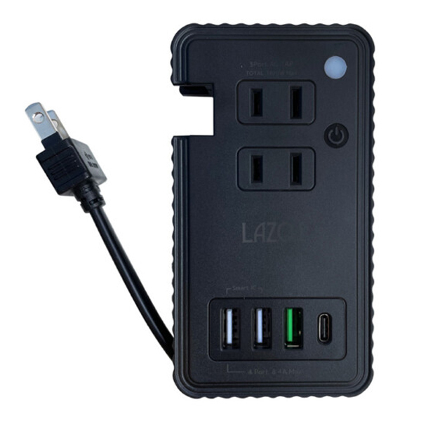 送料無料 AC電源タップ&USB充電器 最大出力50W ケーブル収納式タップ&ACチャージャー Lazos L-PSAC-B2/6707拍卖