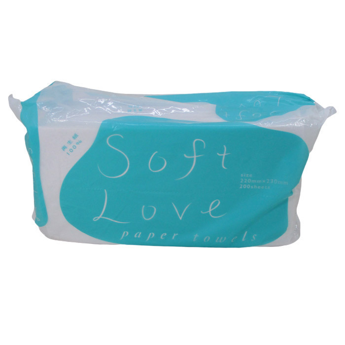 送料無料 ペーパータオル 業務用 再生紙100% ソフトラブ 中判サイズ 220×230mm 200枚x30個(1ケース)代金引換便不可拍卖