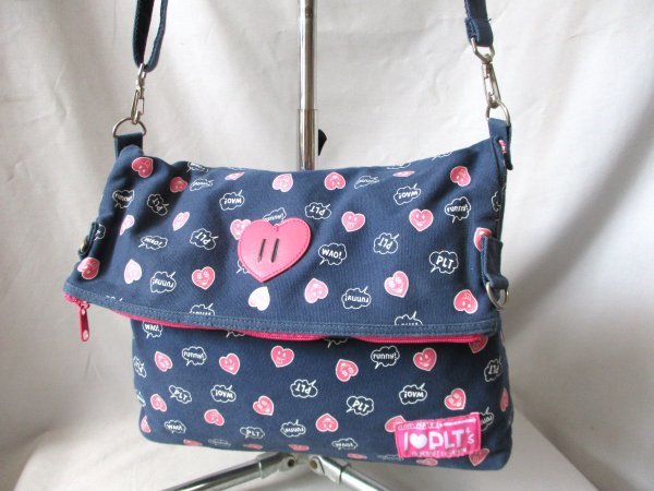 Pink Latte/ピンクラテ◇2wayキャンパスショルダーバッグ 口折れ NV 斜め掛け W33cm拍卖