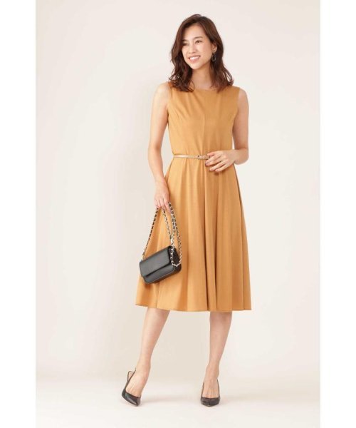 新品【ナチュラルビューティー ラージ】リヨセルコットンフレアーワンピース 17号 ベージュ系拍卖