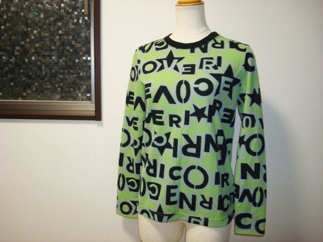 ● 美品 新品同様 エンリココベリ ENRICO COVERI レディース 長袖 Tシャツ カットソー スポーツウェア トレーニングウェア Mサイズ 38 黄緑拍卖