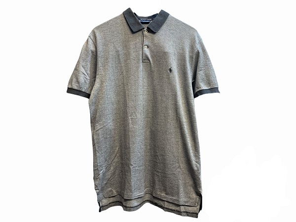 良品、レア! POLO Ralph Lauren ポロ ラルフローレン ポロシャツ グレー/ブラック size M 半袖 鹿の子 リンガー ラガーシャツ USA アメリカ拍卖