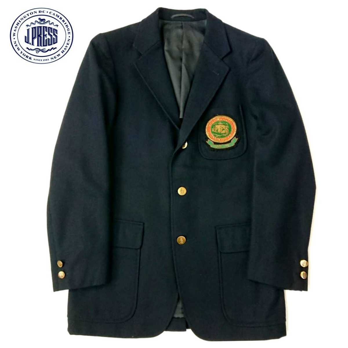 超稀少 80S J.PRESS ジェイプレス 国内正規品 最高級カレッジフラノ金モールワッペンデコネイビーブレザー 紺ブレ C94-W80-T180(L位) 美品拍卖