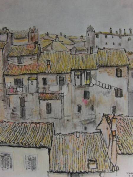 守屋多々志、黄色い風景(トゥスカニア)、希少な額装用画集より、美品、新品額装付拍卖