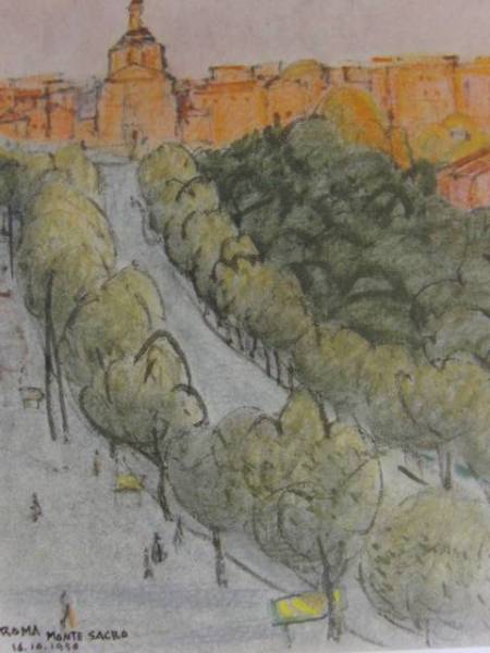 守屋多々志、ノメンターナ街道、希少な額装用画集より、美品、新品額装付拍卖