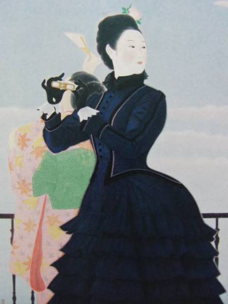 中村岳陵、気球揚げる、希少画集画、新品高級額装付拍卖