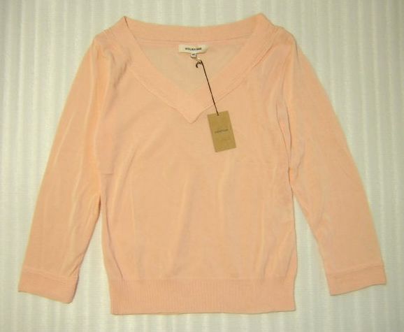 タグ付き・未使用◆アトリエサブATELIER SAB/Vネック七分袖ニット13号ピンク系12,600円難有/長期保管品拍卖