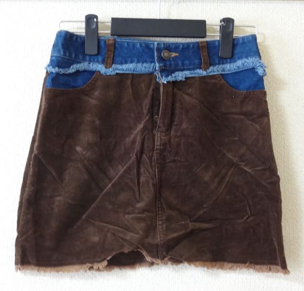 OVERLAP オーバーラップ ミニスカート スカート ブラウン デニム コーデュロイ szkkuj y 0303★拍卖