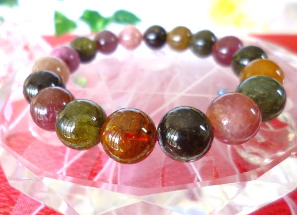 ☆希少☆大珠☆最強エネルギー☆パワーストーン☆高品質AAA☆マルチカラー☆トルマリン☆ ☆11mm☆16.5~17cm☆39g☆拍卖