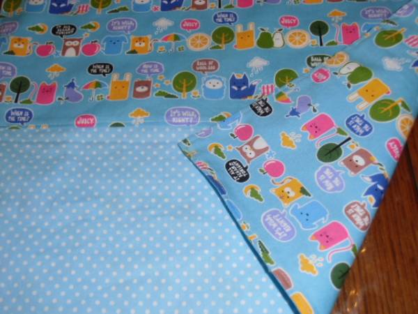 No.245 裏付ランチョンマット ハンドメイド 35x45 水色アニマル柄 男の子拍卖