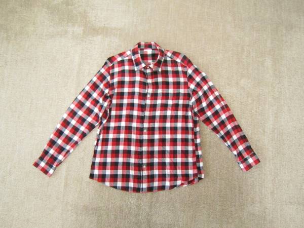 チェックシャツ 長袖 レッド系 XL メンズ [cfb拍卖