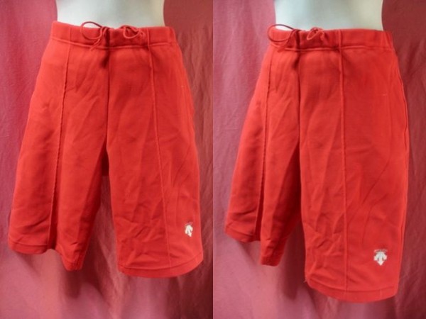 USED・難有り デサント ハーフジャージパンツ サイズS 赤色拍卖