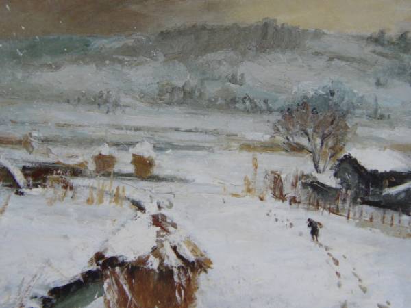 清原 重以知、雪暮れ、貴重版、額装用画集より、新品高級額、額装付、状態良好拍卖