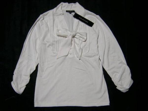 タグ付き・未使用◆アトリエサブATELIER SAB/リボン付きカットソー13号白7,875円/長期保管品拍卖