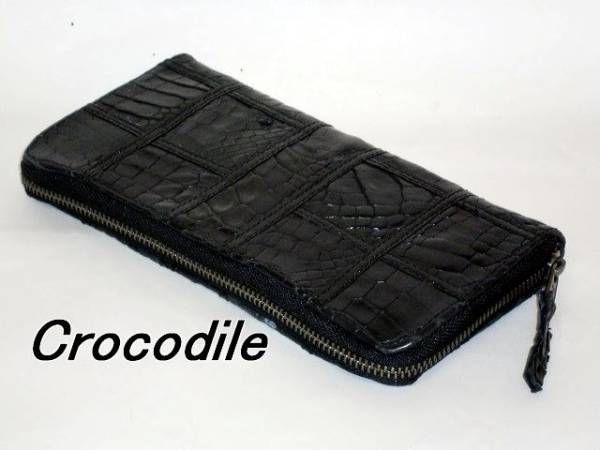 限定一点品 送料無料 201-1クロコダイルカットワークのラウンドファスナー長財布拍卖