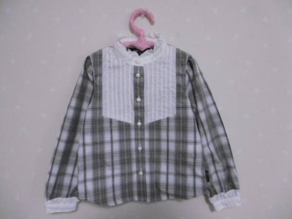 Ω コムサイムズ Ω★90㎝★ 可愛いチェック柄ハイネックブラウス ■グレー■拍卖