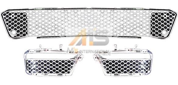 【M's】ベンツ W221 AMG S65 S63 後期(10y-)クロームバンパーメッシュ3Pセット//3316 純正加工品拍卖