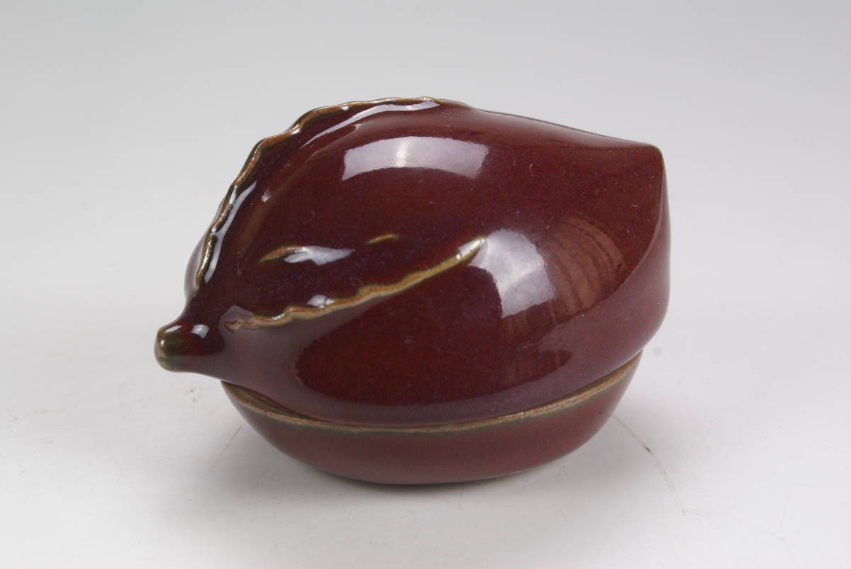 【湖美】加藤孝俊 釣窯 桃 香合 共箱 茶道具 真玉園 中国陶磁 共布拍卖