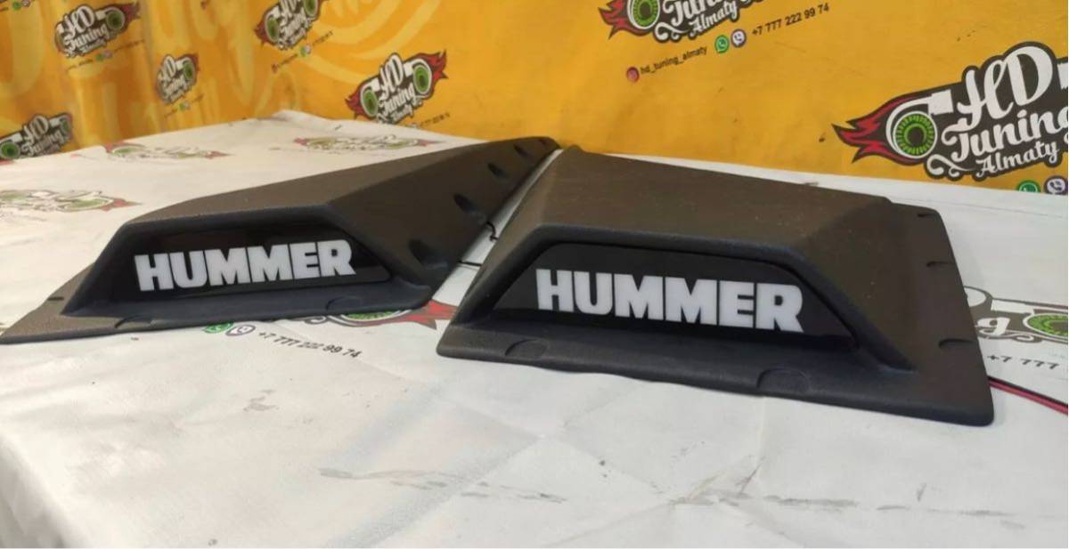 ハマーh2 ハマーロゴ デイライトサイドフードスクープ ライトカバー 長方形 マットブラック シボレー ハマー led ボンネット カバー拍卖