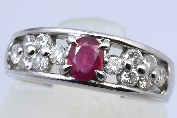 Pt900 ルビー 0.34 ダイヤ 0.50 リング #10 6g 送料無料 【Y182】 プラチナ 指輪 中古 ♪ 拍卖