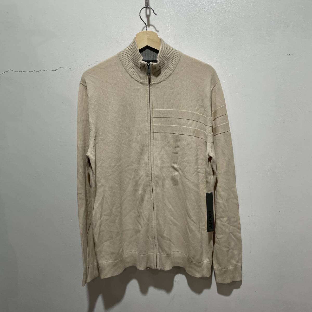 ☆送料無料☆DKNY☆新品タグ付き☆コットンニットジャージ☆フルジップブルゾン☆生成り系☆c22拍卖
