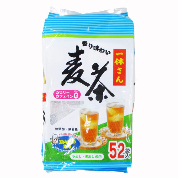 同梱可能 麦茶ティーバッグ むぎ茶 水出し/煮出しOK! 一休さん 52Px1袋    国内焙煎 無添加・無着色拍卖