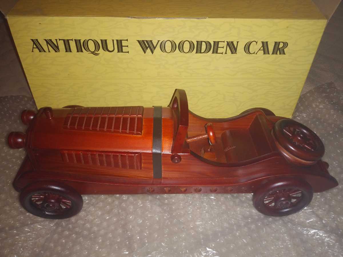 未使用 箱に入れて長期保管 キズ等あり ANTIQUE WOODEN CAR 車の置物 全長約39cm ※画像は一例拍卖