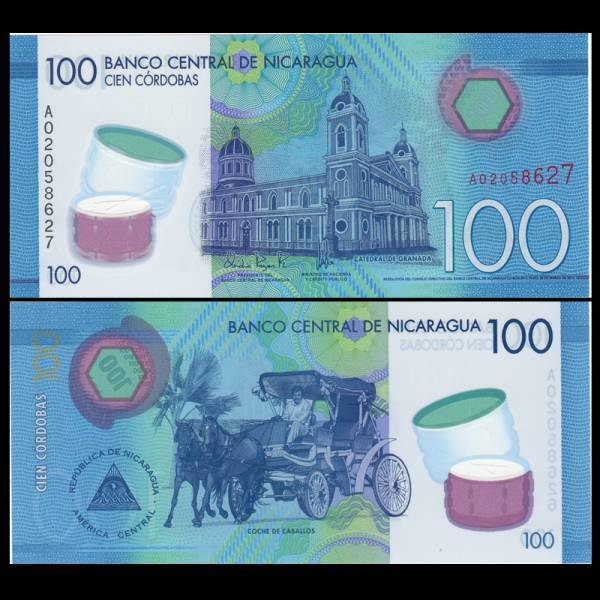 ★既決★ニカラグア 100紙幣 ポリマー紙幣 ピン札拍卖