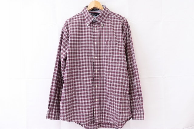 トミーヒルフィガー L ボタンダウンシャツ チェック 赤 Tommy Hilfiger 長袖 大きめ サイズ メンズ 古着 中古 lsh15拍卖