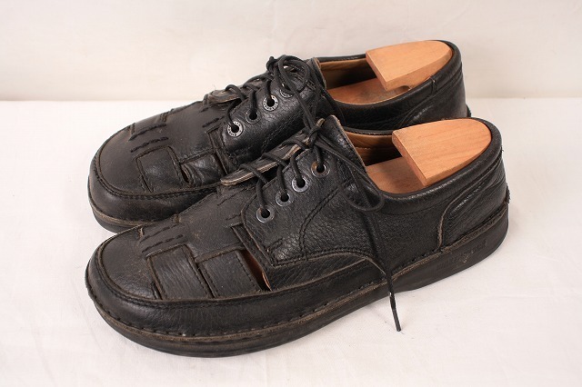 ビルケンシュトック 25.0cm/39 黒 レザー ブラック メンズ レディース BIRKENSTOCK boston 中古 bk1658拍卖