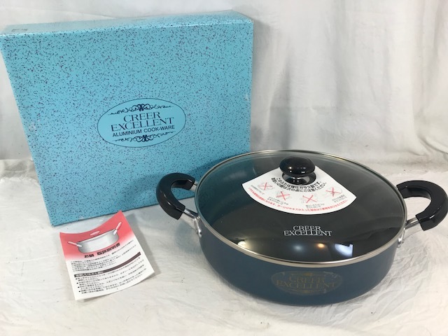 シャディ クリエールエクセレント 万能すき焼鍋 アルミ 平型 両手鍋 28cm 3.5L 未使用拍卖