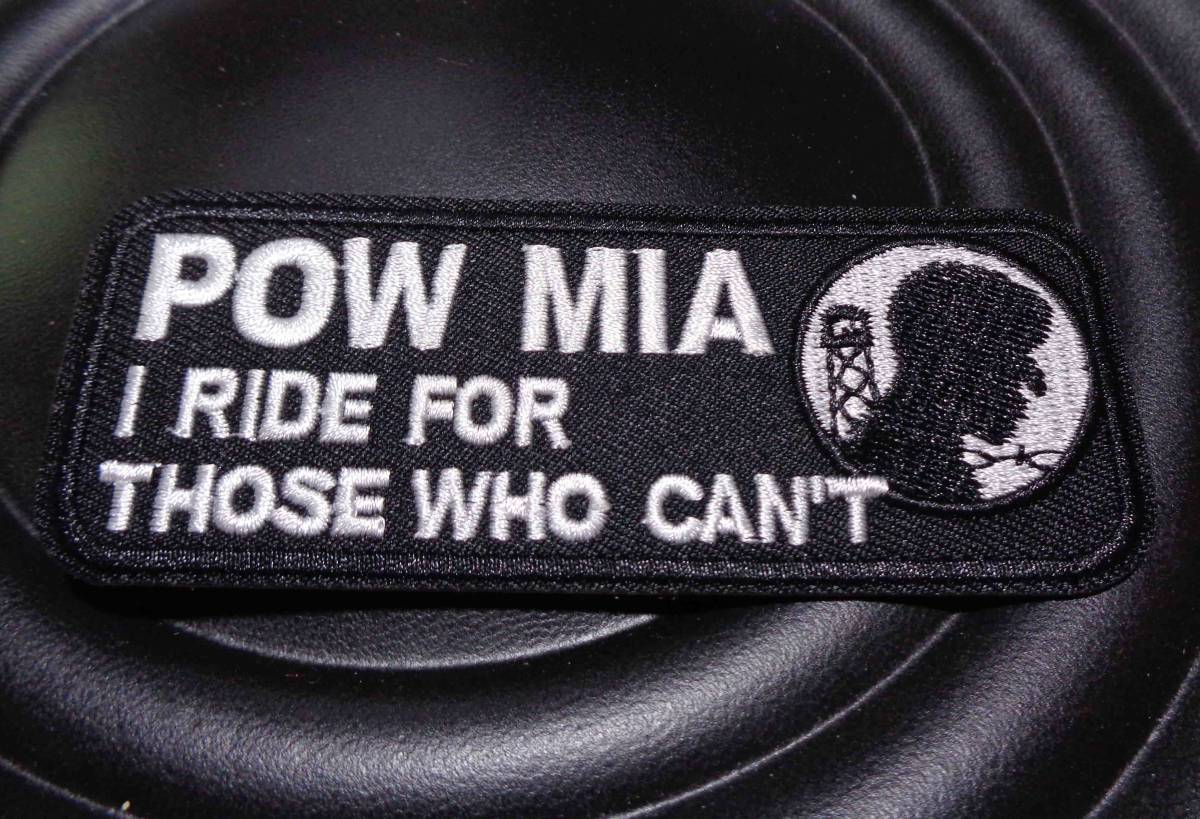 黒/長方形◆新品Pow Mia 戦争捕虜 I RIDE FOR THOSE WHO CAN'T戦時行方不明者ワッペン◇アメリカ大型二輪車オートバイ バイク ハーレー拍卖