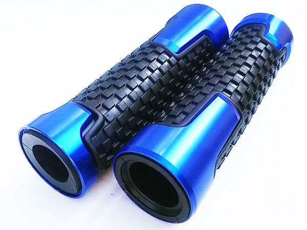 アルミ ラバー グリップ ハンドル バーエンド ブロック 青 Ninja250 Ninja400R ZXR250 ZZR250 ZZR400 ZX-25R ZX-4R GPZ750R GPZ900R 汎用拍卖