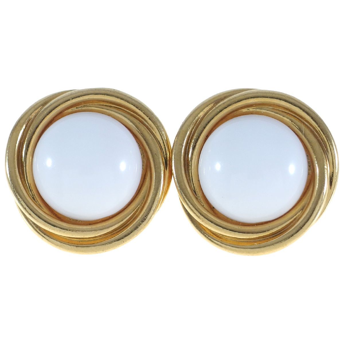 A7855◆【NAPIER】 ◆ ダブルリング & ホワイトカボションストーン ◆ ヴィンテージピアス * イヤリング ◆拍卖