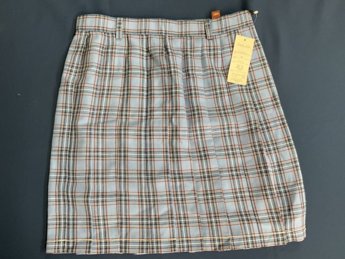 プリーツスカート☆サイズ 150☆チェック・水色・ブルー☆新品(しつけ糸付き)☆未使用・タグ付き拍卖