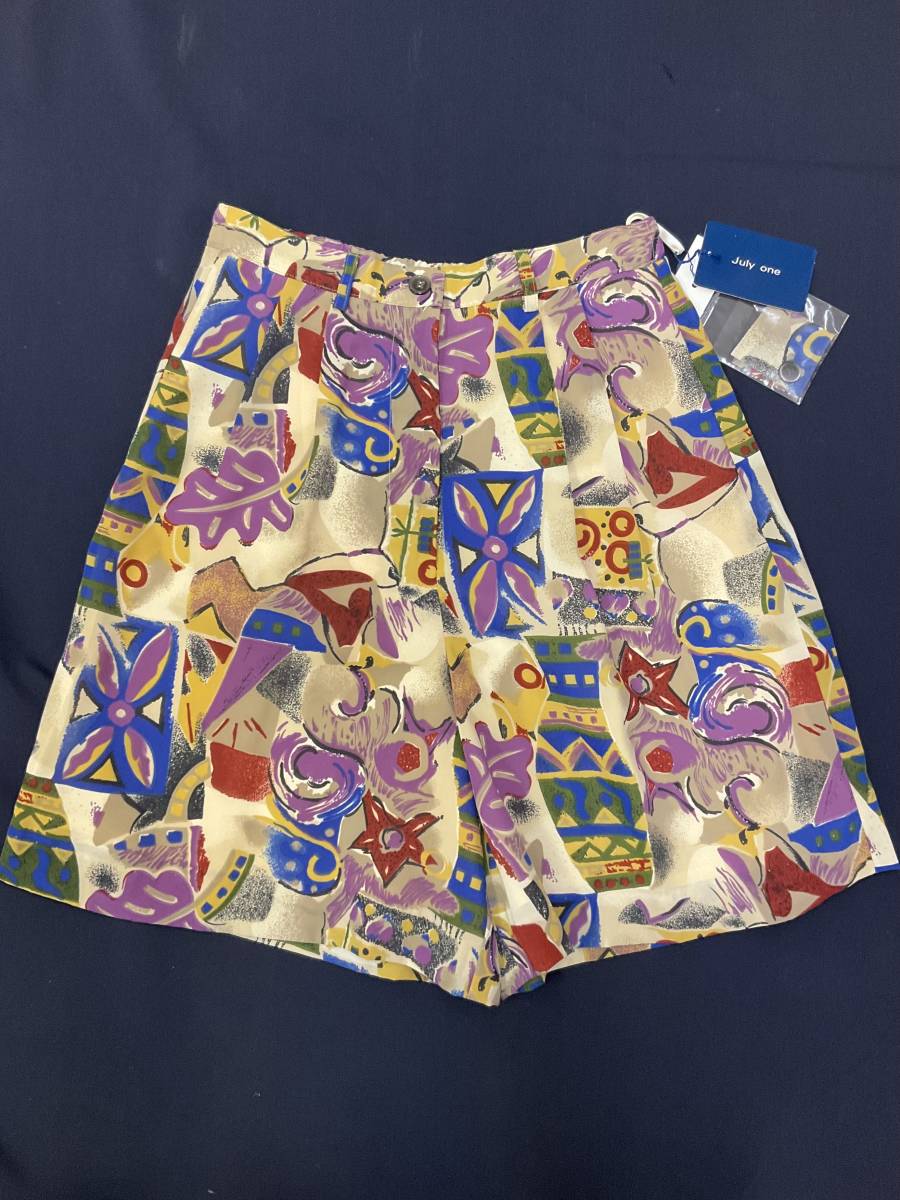 July one☆キュロットスカート☆総柄・裏地付☆ポリエステル☆M☆90's ブランド☆新品・未使用・保管品拍卖