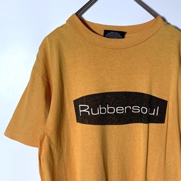 ビンテージ RUBBER SOUL ラバーソウル プリント 半袖Tシャツ USA製 シングルステッチ イエロー 匿名配送拍卖